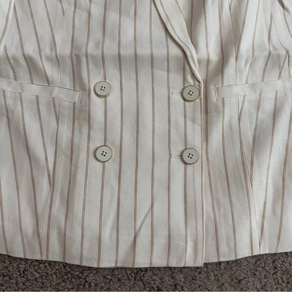 Paige Rosette Stripe Double Breasted Linen Blend Blazer Womens 6 - Picture 4 of 14